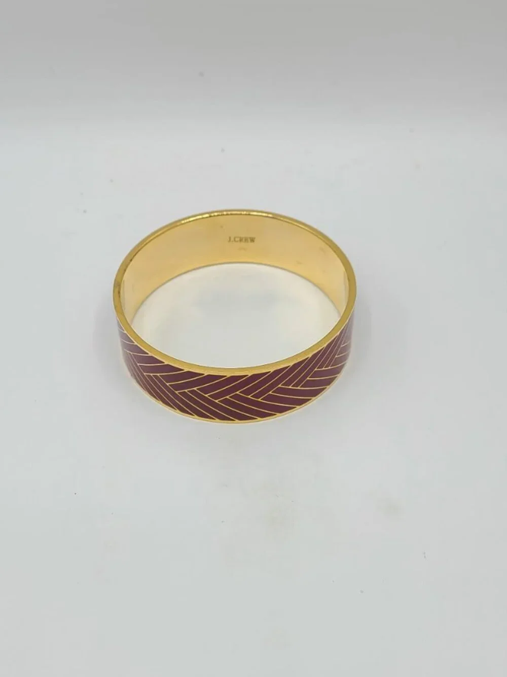 J Crew Red Gold Enamel Gold Tone Bangle Bracelet
